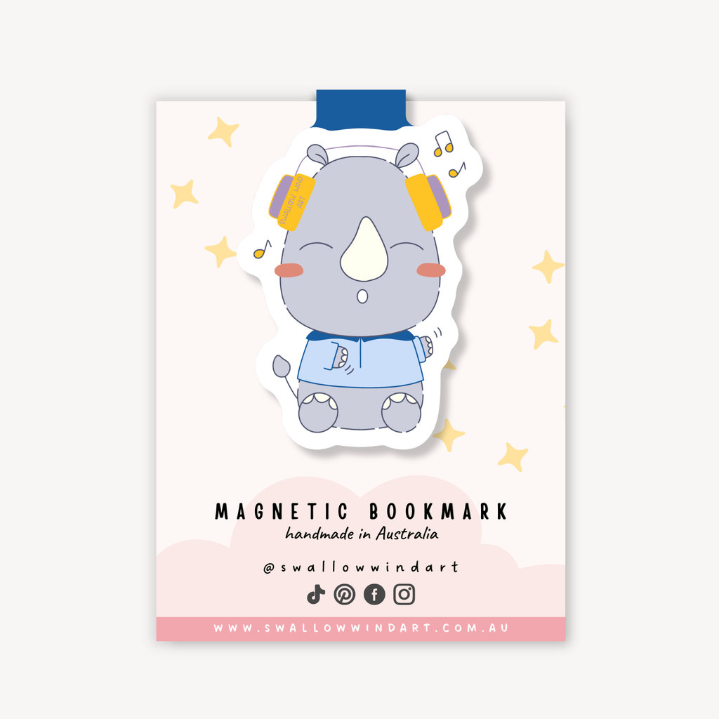 Magnetic Bookmark - Rock n Roll Rhino