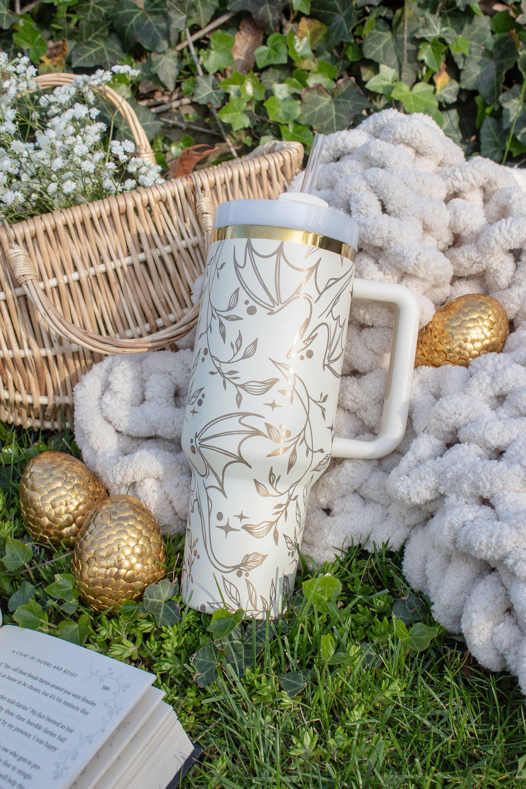 Engraved Gold Dragons Bookish 40oz Tumbler