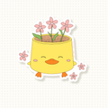 Vinyl Sticker - Happy Duck Planter