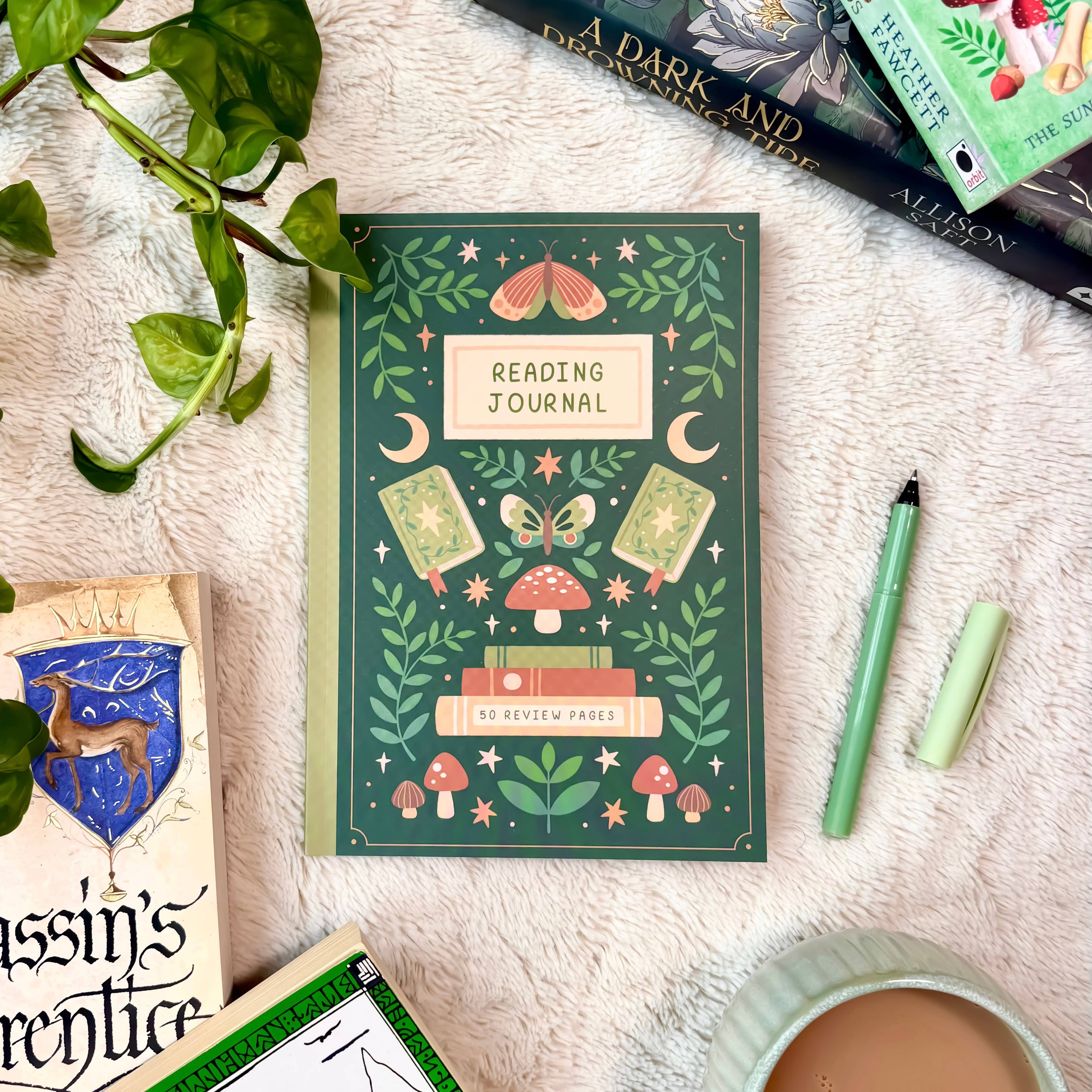 Reading Journal Fantasy Forest, 50 Page Book Review Notebook