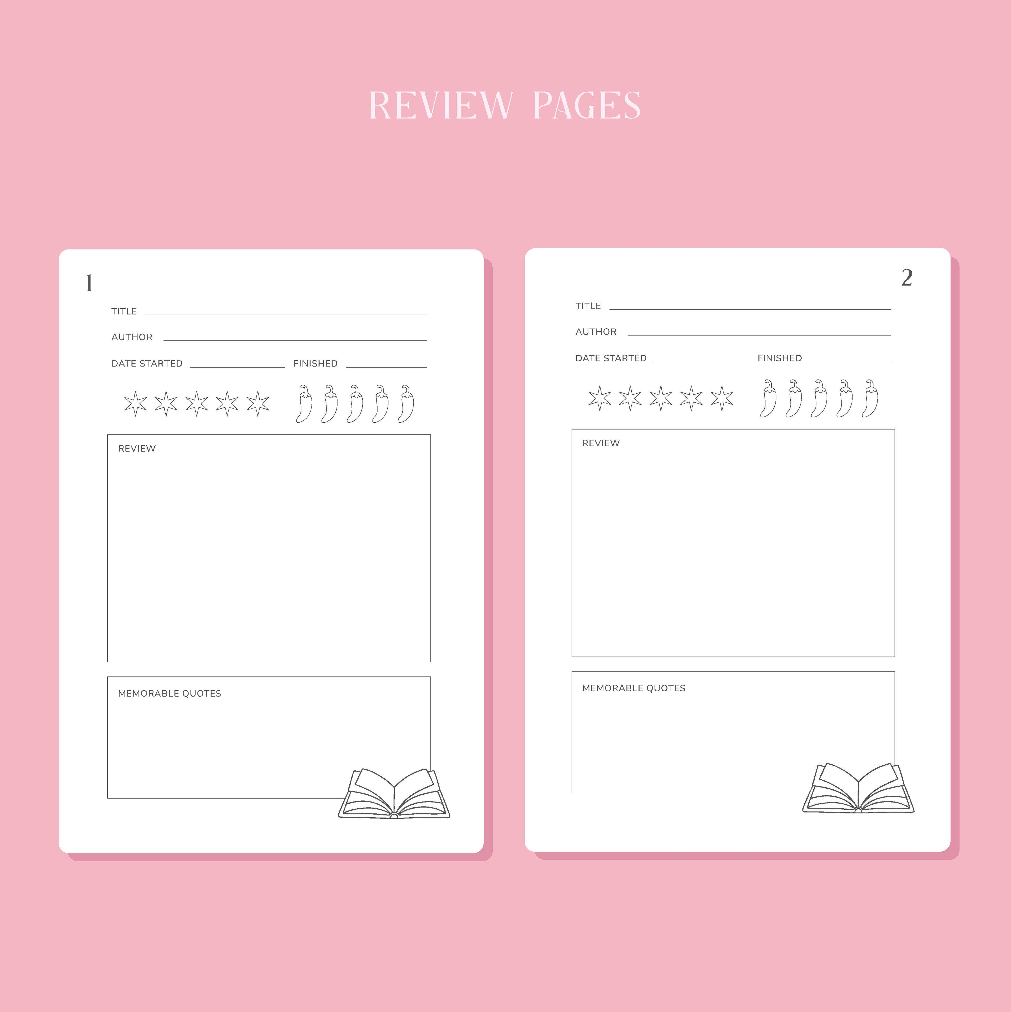 Romantasy Reading Journal – Literary 50 Book Review Notebook