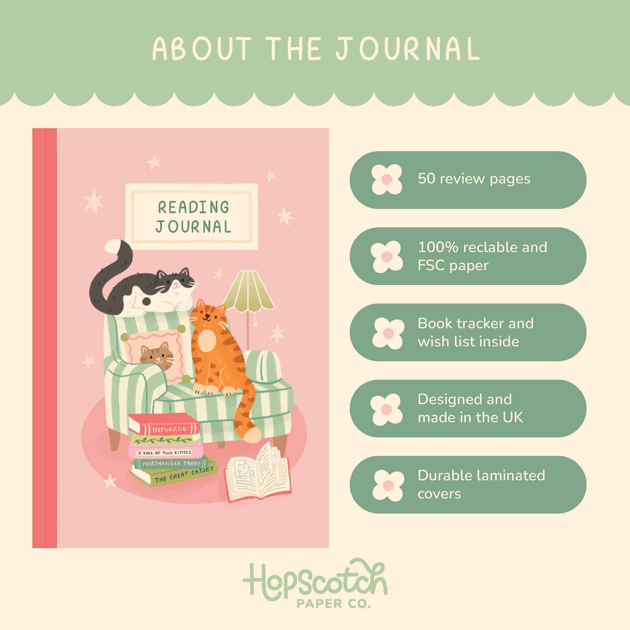 Reading Journal Cats – 50 Page Book Review Notebook
