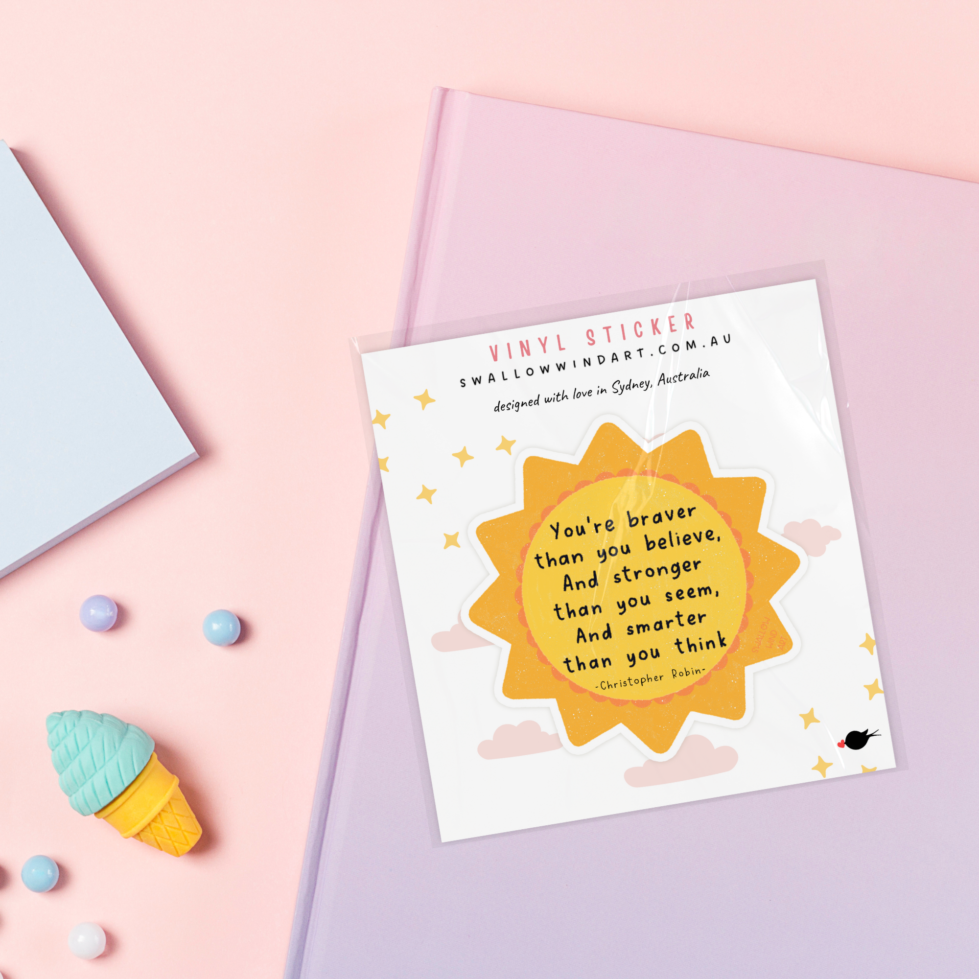 Vinyl Sticker - Inspirational Quote, Brave, Strong, Smart