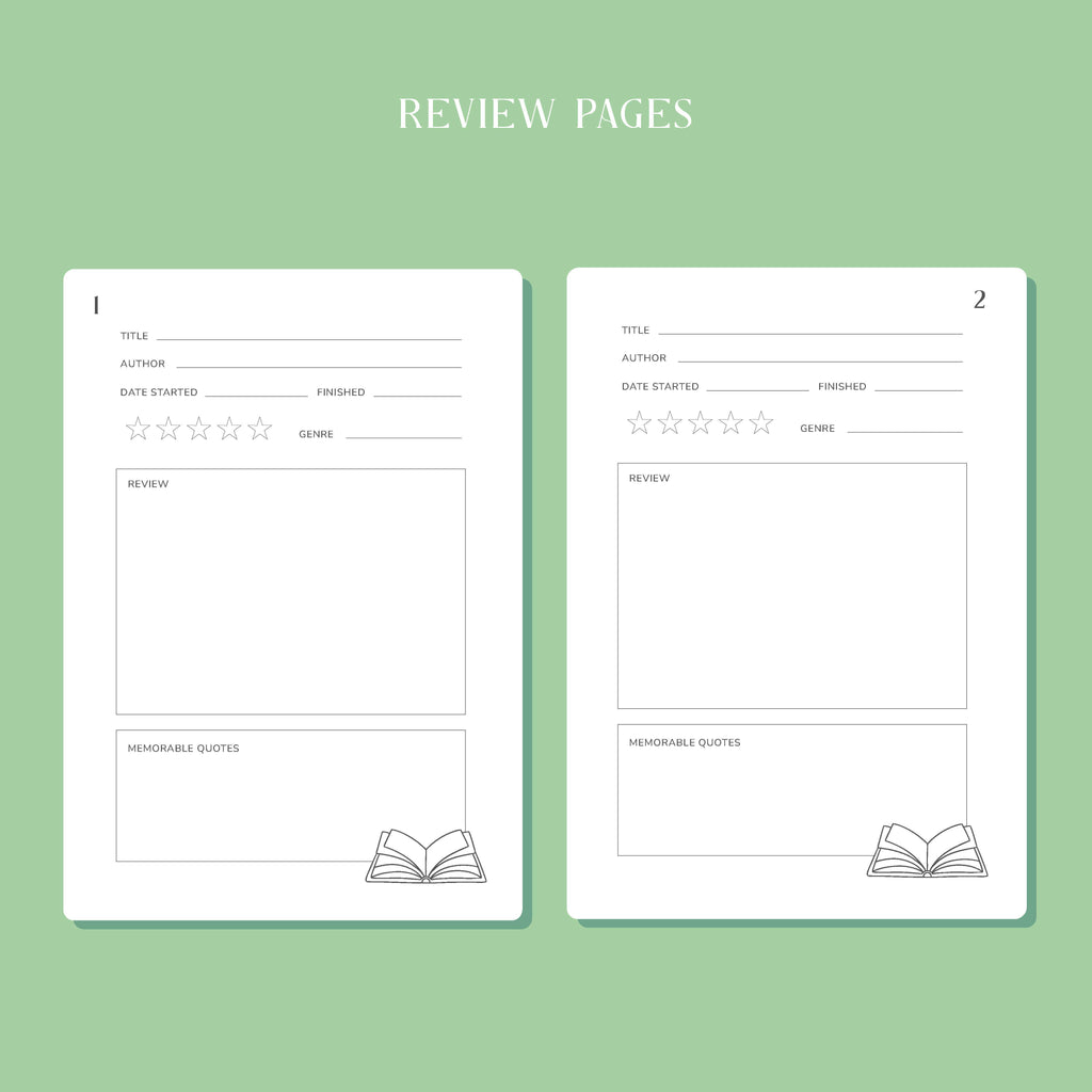 Whimsical Reading Journal – Literary 50 Book Review Notebook