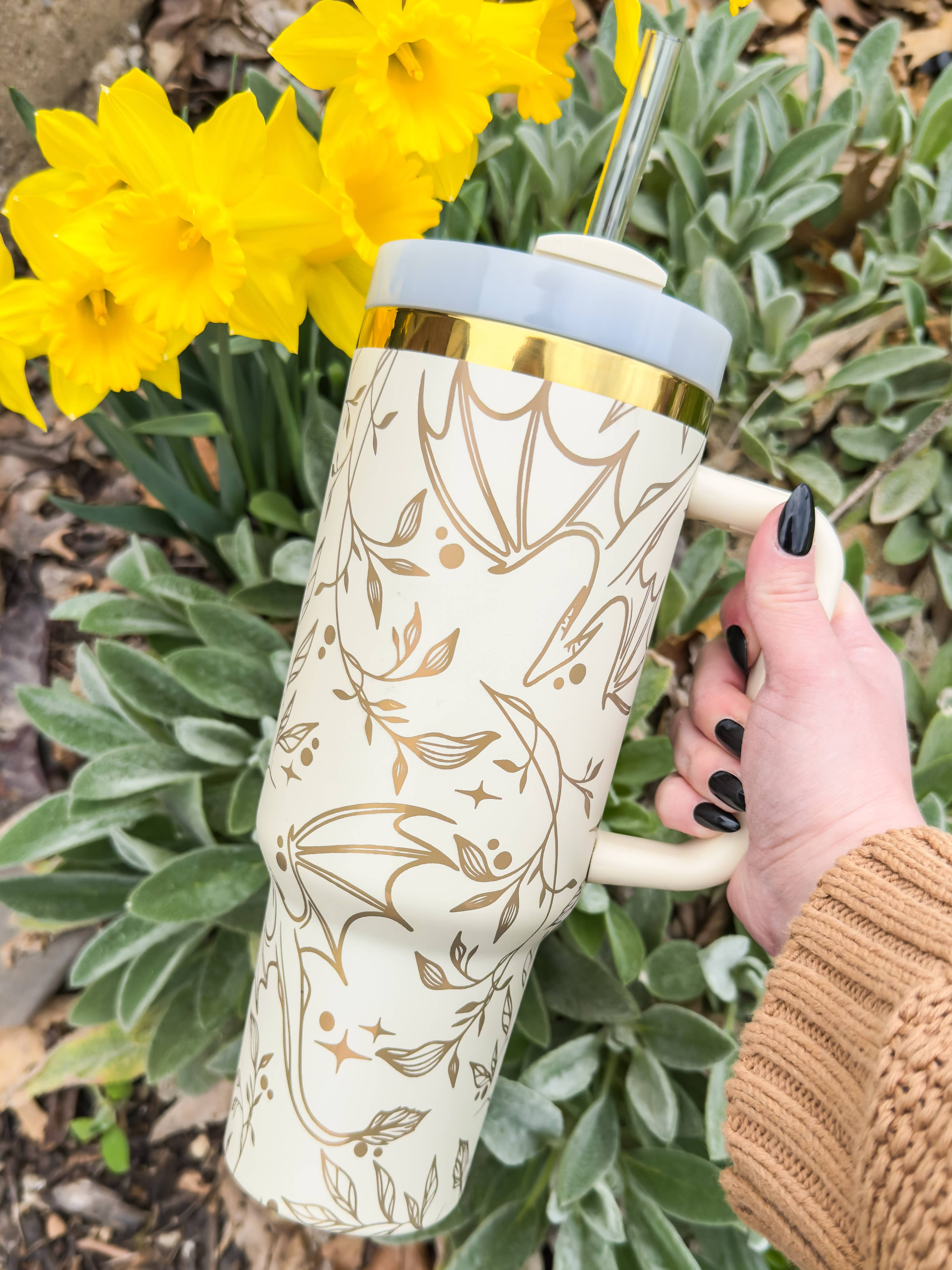 Engraved Gold Dragons Bookish 40oz Tumbler